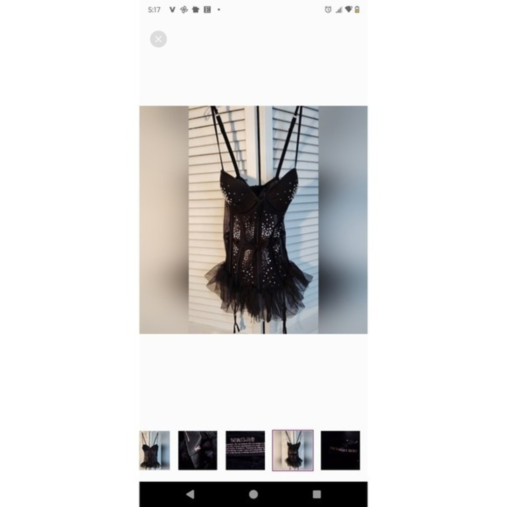 Victoria's Secret Black Lace Rhinestone‎ Tulle Corset Top Lingerie Bustier